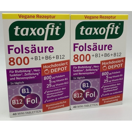 Фолиевая кислота 800 + B1 + B6 + B12 80 таблеток для кроветворения сердца, новинка, Taxofit
