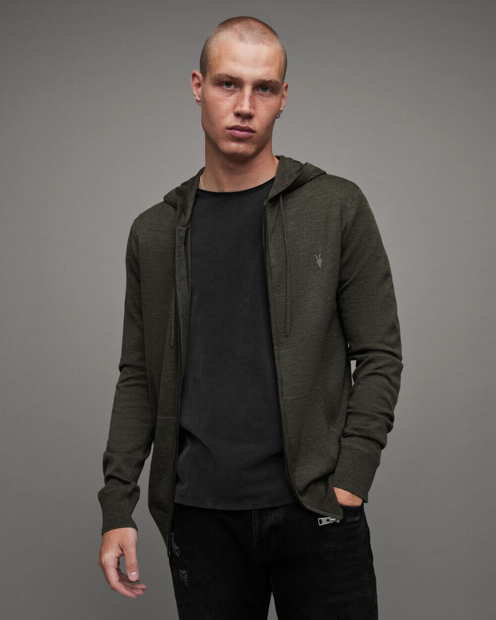 

Толстовка Mode Merino на молнии Ramskull AllSaints, рай грасс зеленый марл