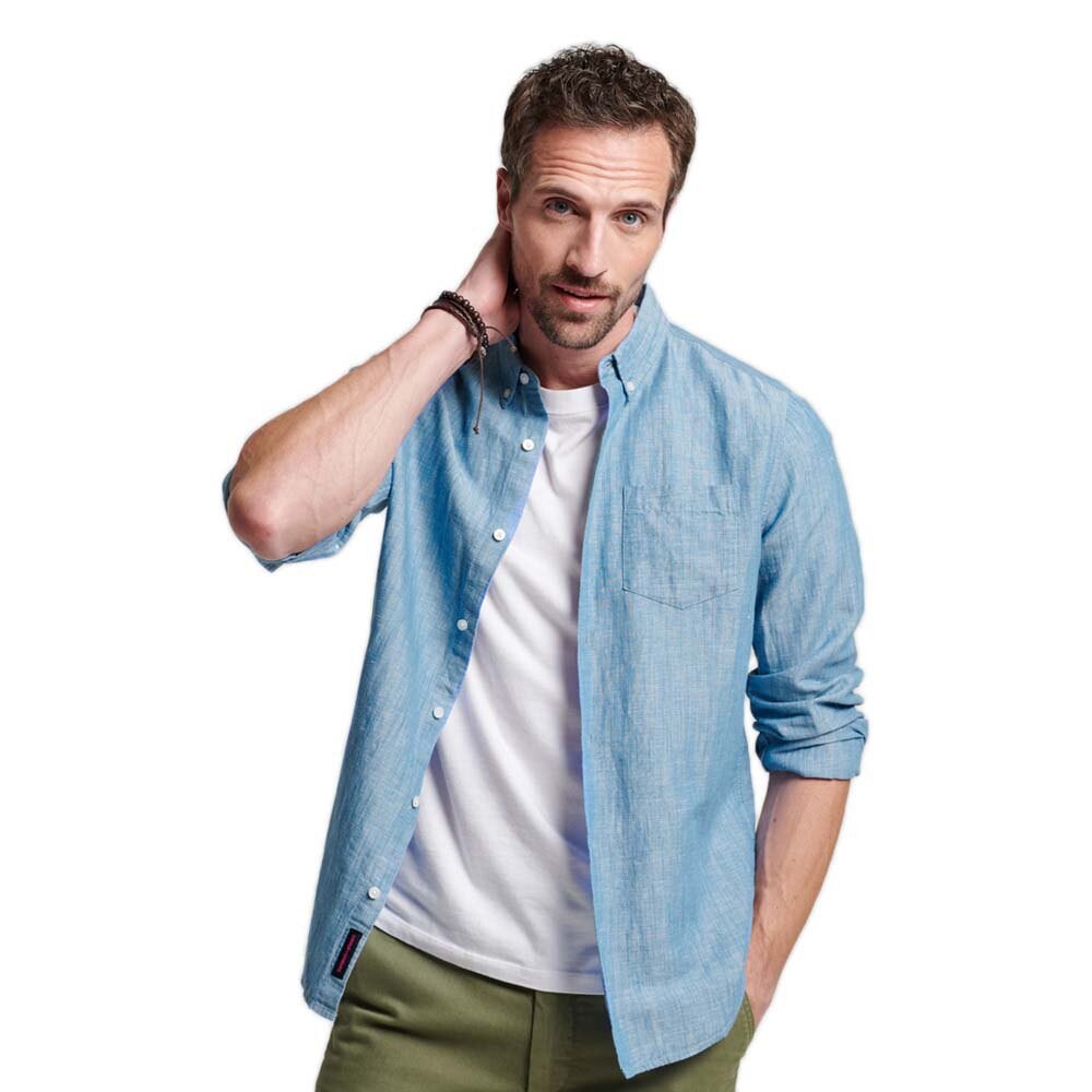

Рубашка Superdry Studios Linen BD, синий