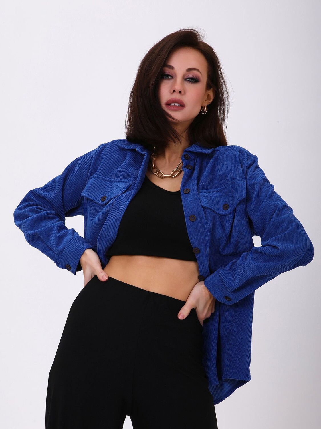 

Блуза Awesome Apparel Button down, синий