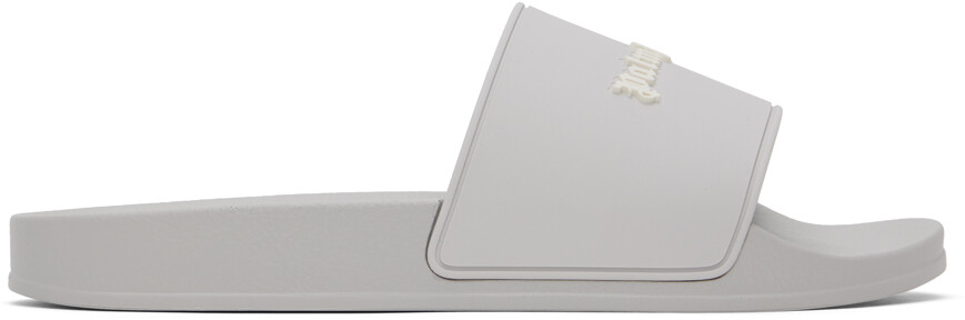 

Серые шлепанцы для бассейна с монограммой Palm Angels, цвет Gray/White