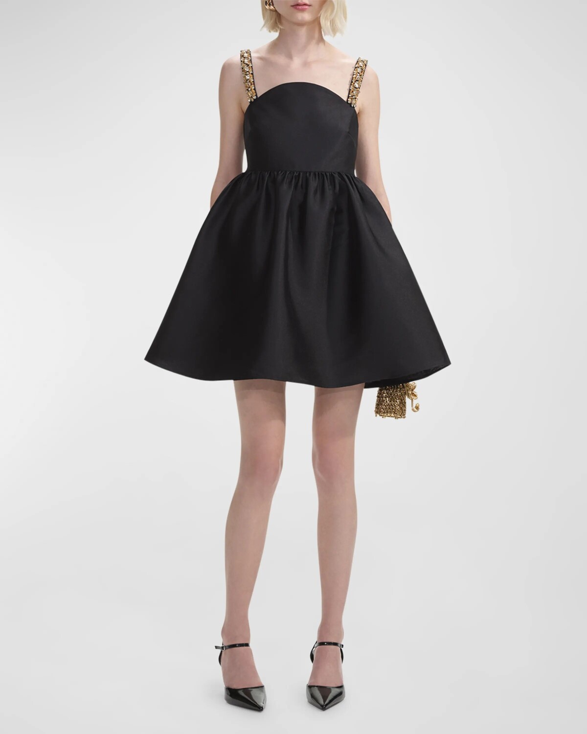 

Мини-платье Babydoll из тафты Self-Portrait, цвет Black