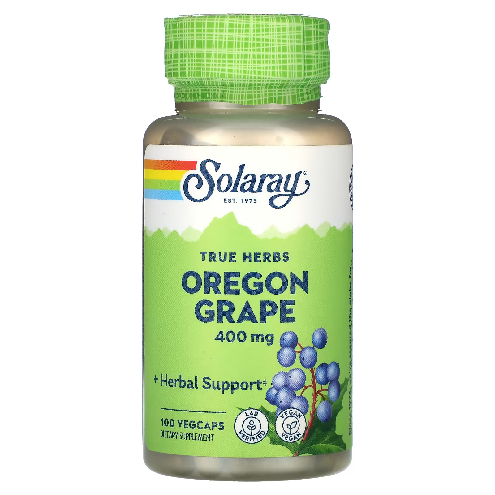Solaray True Herbs Орегон Виноград 400 мг 100 растительных капсул solaray ива белая 400 мг 100 растительных капсул