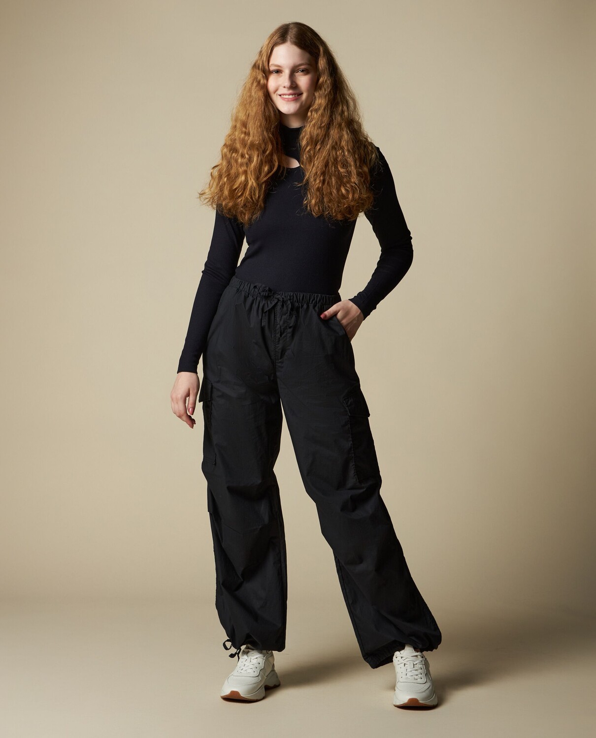

Женские широкие брюки из чистого хлопка NICE&CHIC, черный