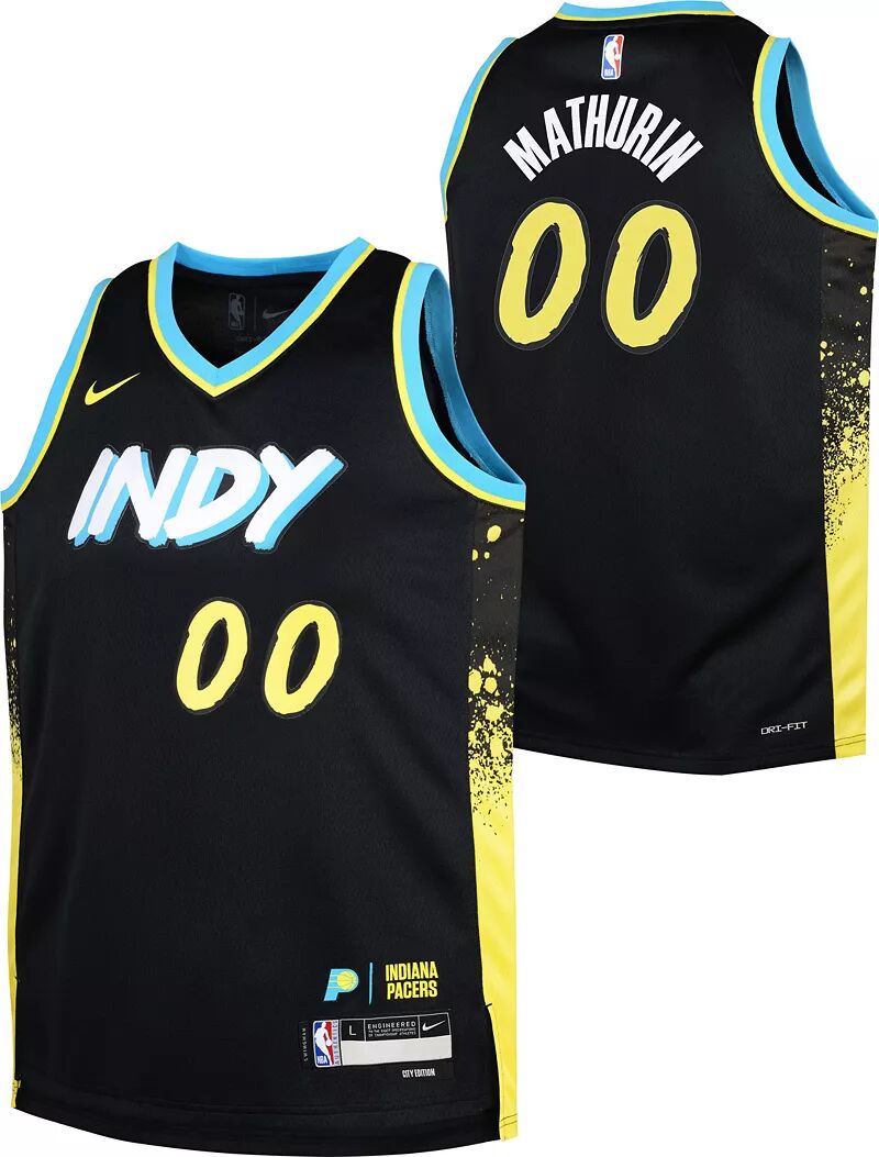 

Черная майка Nike Youth 2023-24 City Edition Indiana Pacers Bennedict Mathurin #00 Swingman