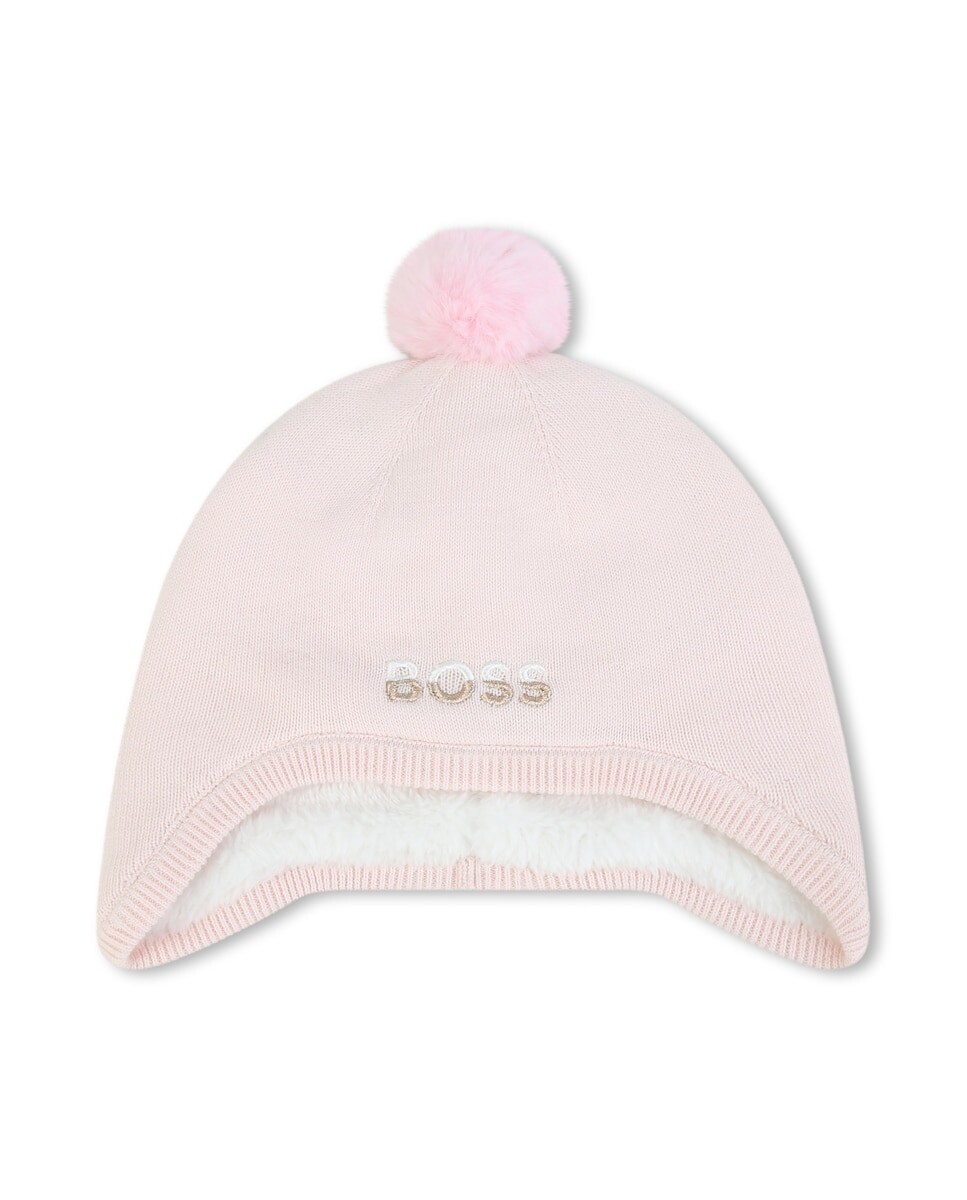 

Розовая шапочка для девочки с помпоном BOSS Kidswear, розовый
