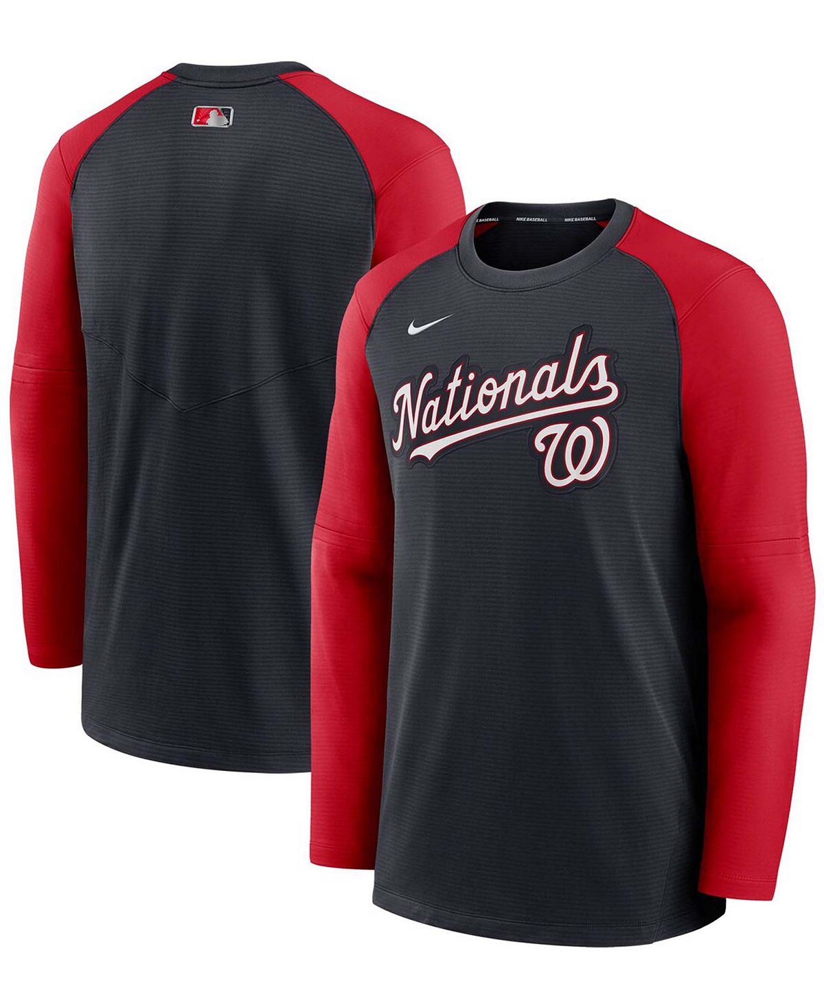 Мужской темно-синий, красный пуловер с регланами Washington Nationals Authentic Collection Pregame Performance, толстовка с капюшоном Nike