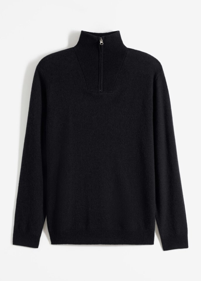 

Свитер из шерсти премиум-класса с воротником troyer из материала good cashmere standard Bpc Selection Premium, черный