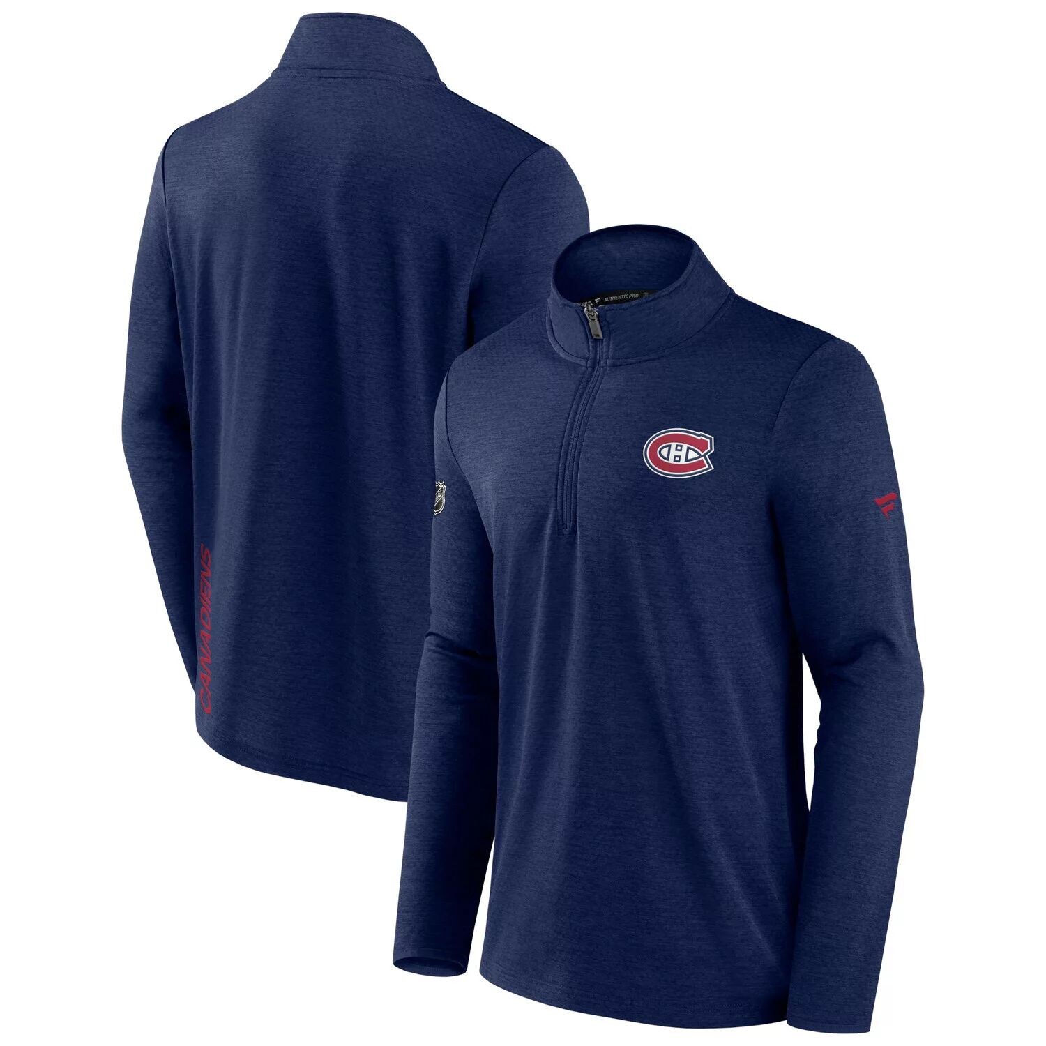 

Мужская фирменная куртка Heather Navy Montreal Canadiens Authentic Pro Rink с молнией на четверть Fanatics