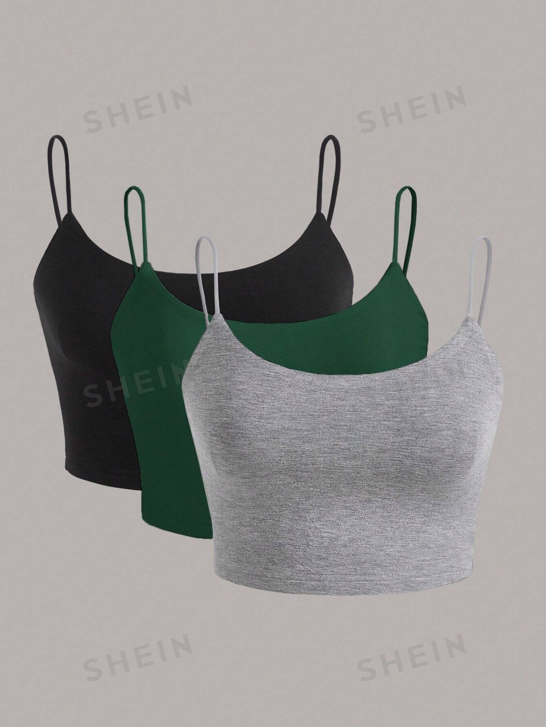 

SHEIN EZwear однотонный топ на бретельках из 3 предметов, многоцветный