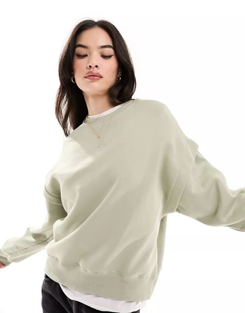 

Светло-зеленый свитшот оверсайз Bershka