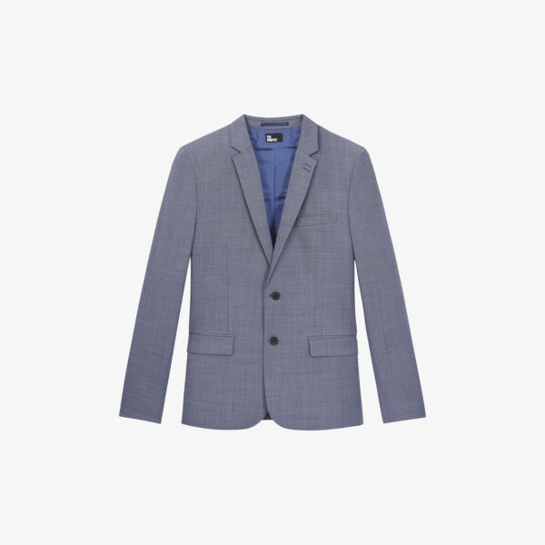 

Однобортный пиджак из шерсти классического кроя The Kooples, синий