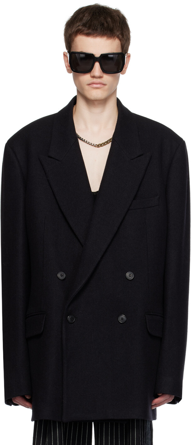 

Черный двубортный пиджак Dries Van Noten