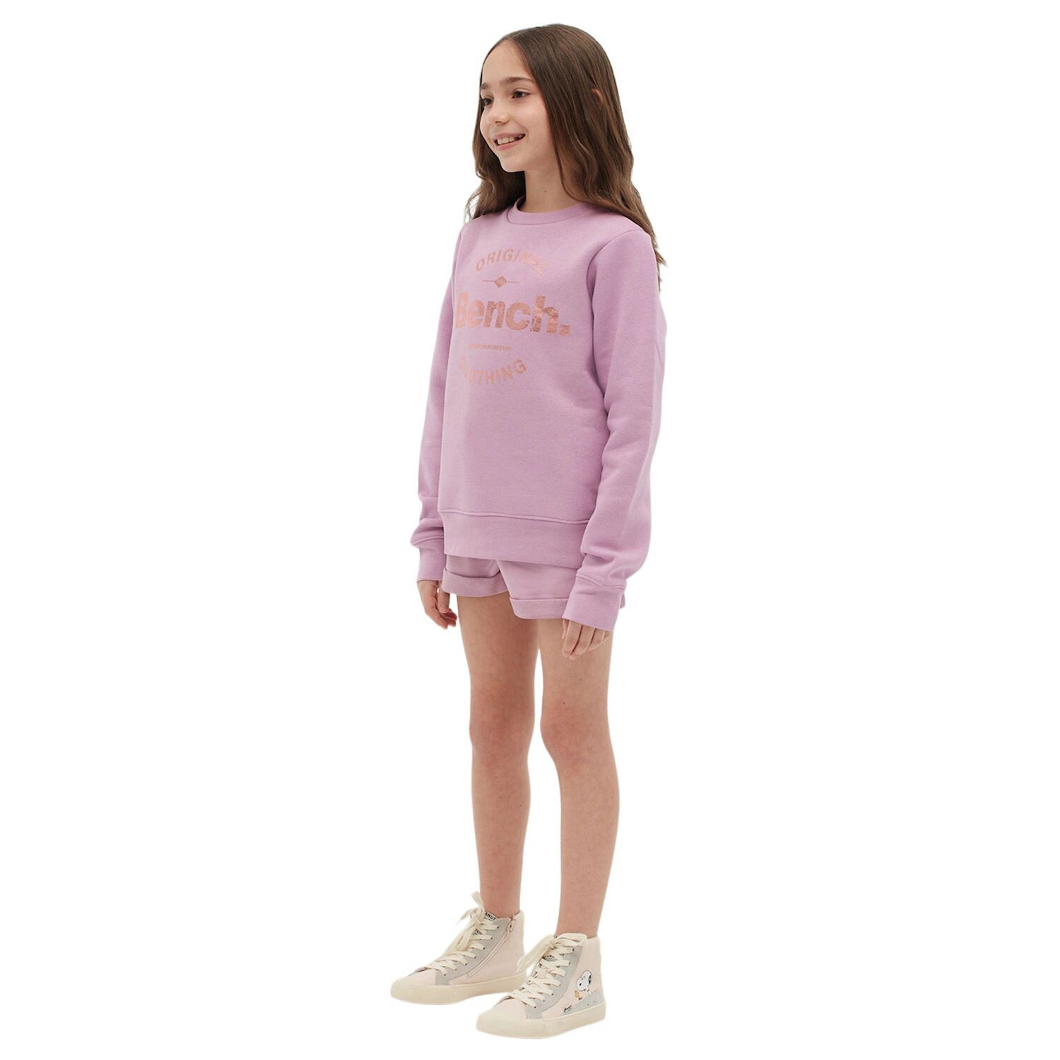

Толстовка Bench DNA Cute Krystal с круглым вырезом для девочек 7–14 лет, розовая фольга и золотистый металлизированный рисунок, стандартный цвет Bench DNA