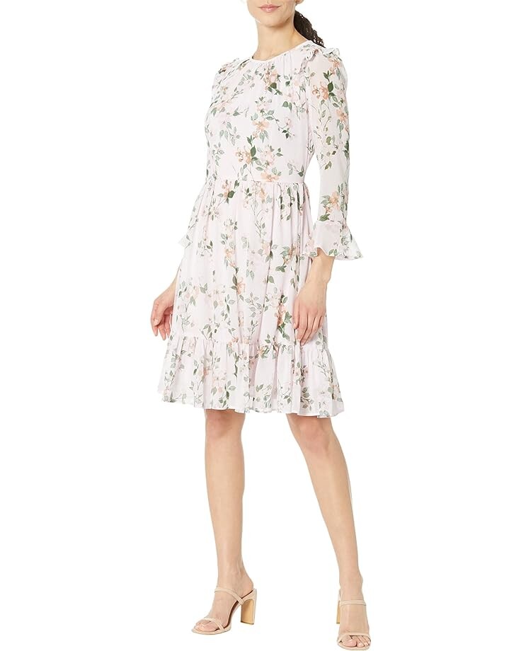 

Платье Calvin Klein Long Sleeve Chiffon, цвет Blush Multi