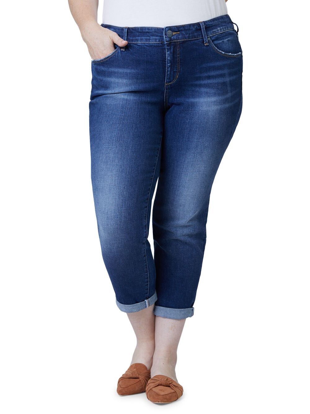 

Джинсы-бойфренды средней посадки до щиколотки Slink Jeans, Plus Size