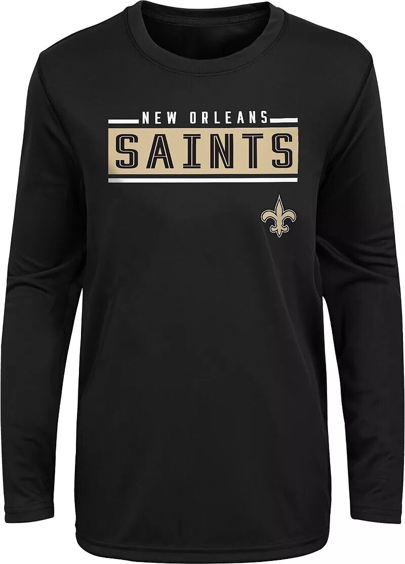 

Черная футболка с длинными рукавами New Orleans Saints Amped Up для мальчиков NFL Team Apparel
