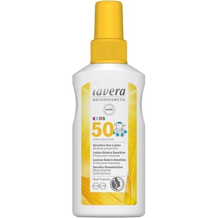 

Детский солнцезащитный лосьон для чувствительной кожи Spf 50, натуральная косметика, сертифицированная для веганов, 100 мл, Lavera