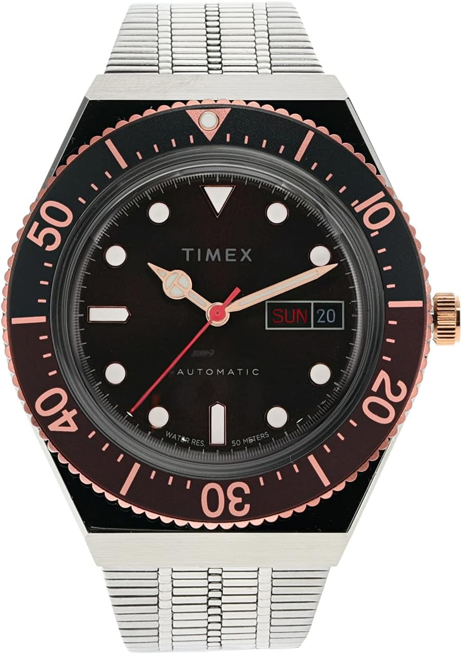 Часы 40 mm M79 Automatic Stainless Steel Bracelet Watch Timex, цвет Silver/Brown/Silver