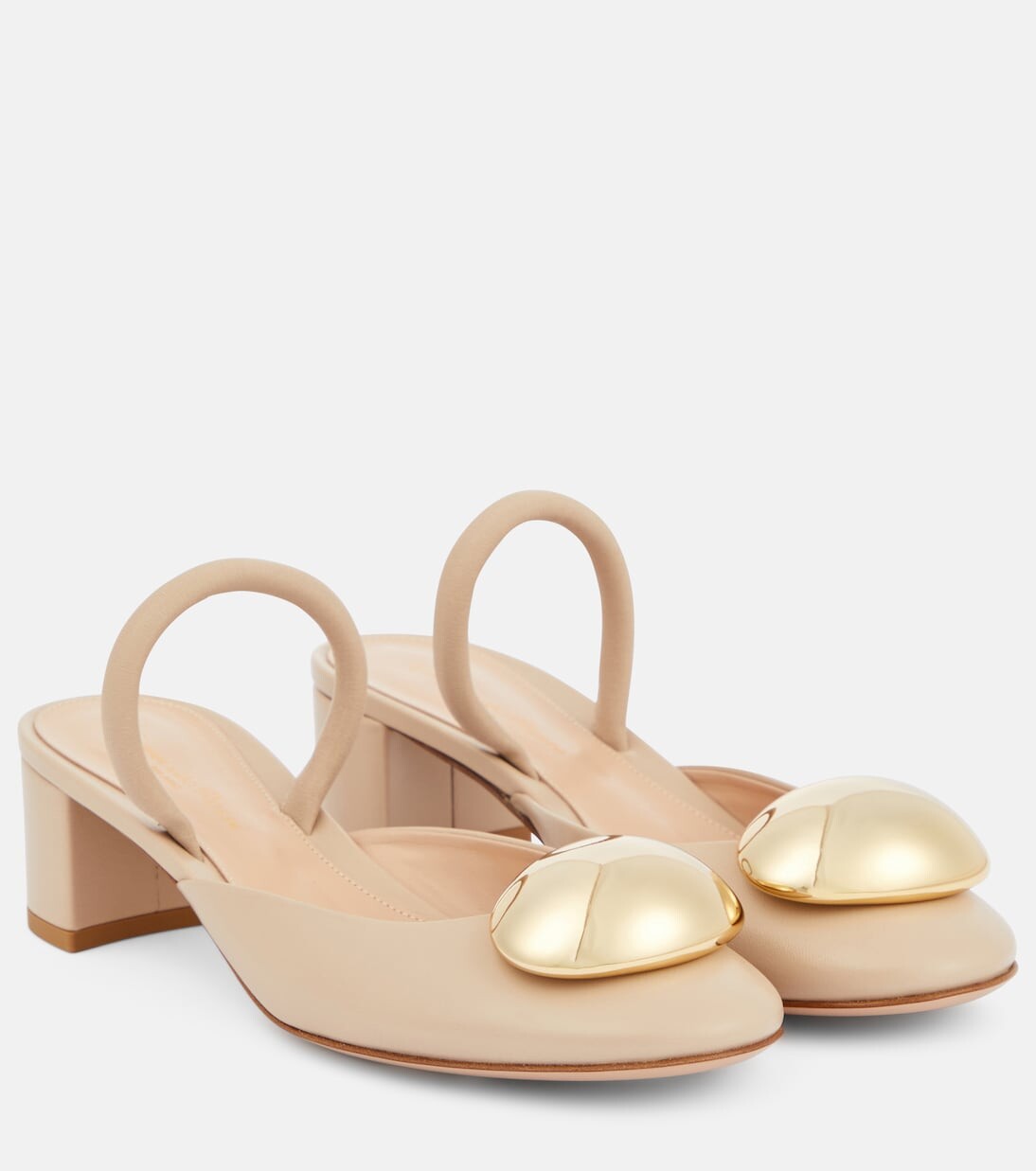 

Кожаные туфли с пяткой на пятке Gianvito Rossi, бежевый