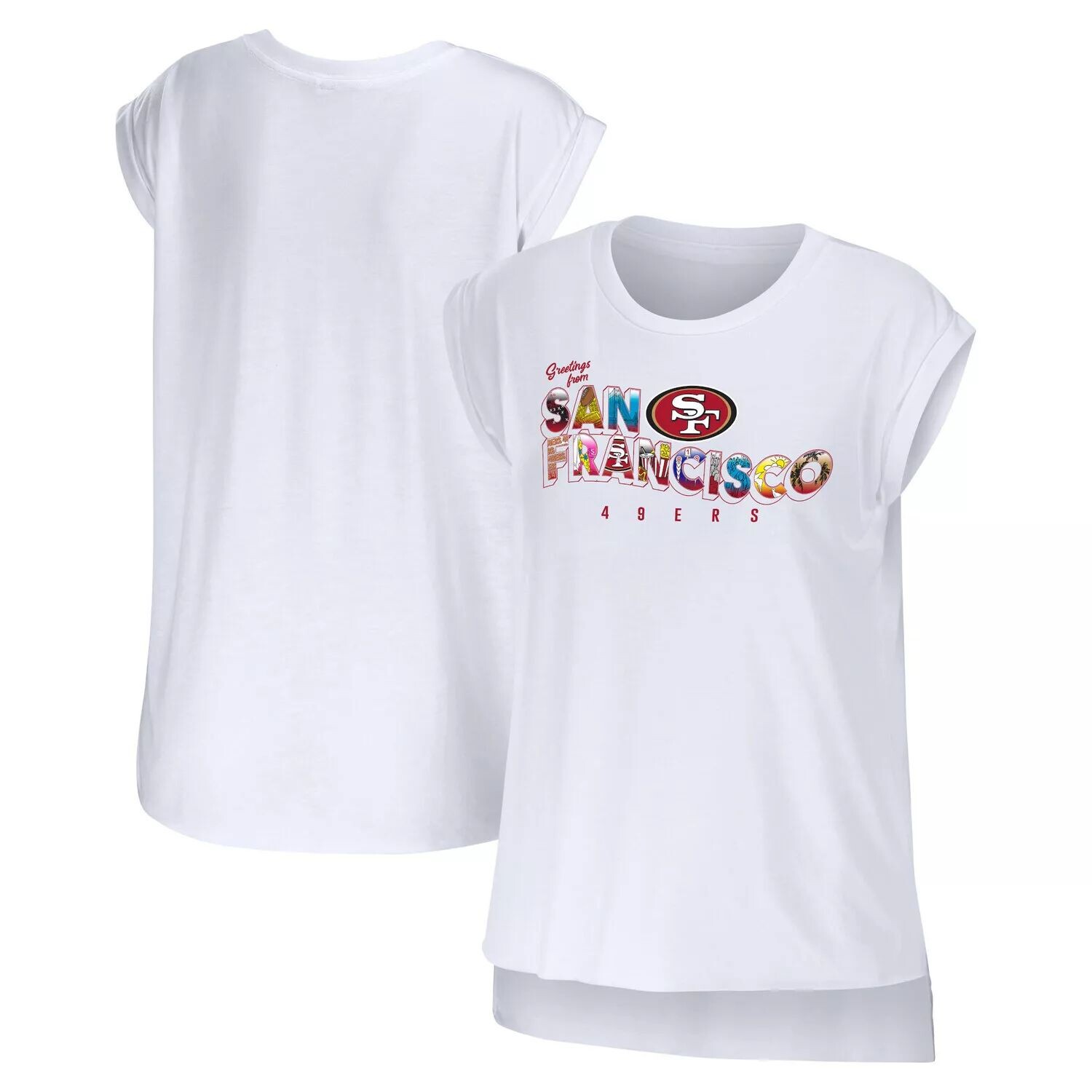 

Женская одежда Erin Andrews Белая футболка San Francisco 49ers Greeting From Muscle, Белый