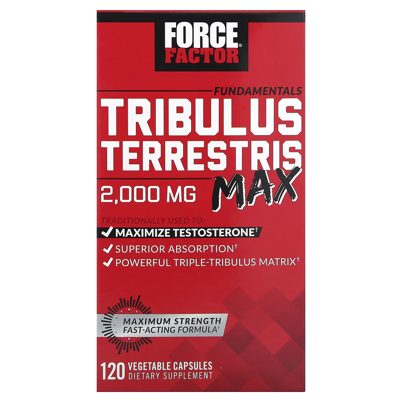 Якорцы Force Factor Fundamentals Tribulus Terrestris Max 2000 мг, 120 капсул (500 мг на капсулу) бад для повышения уровня тестостерона fit rx tribulus 500 в капсулах 90 шт