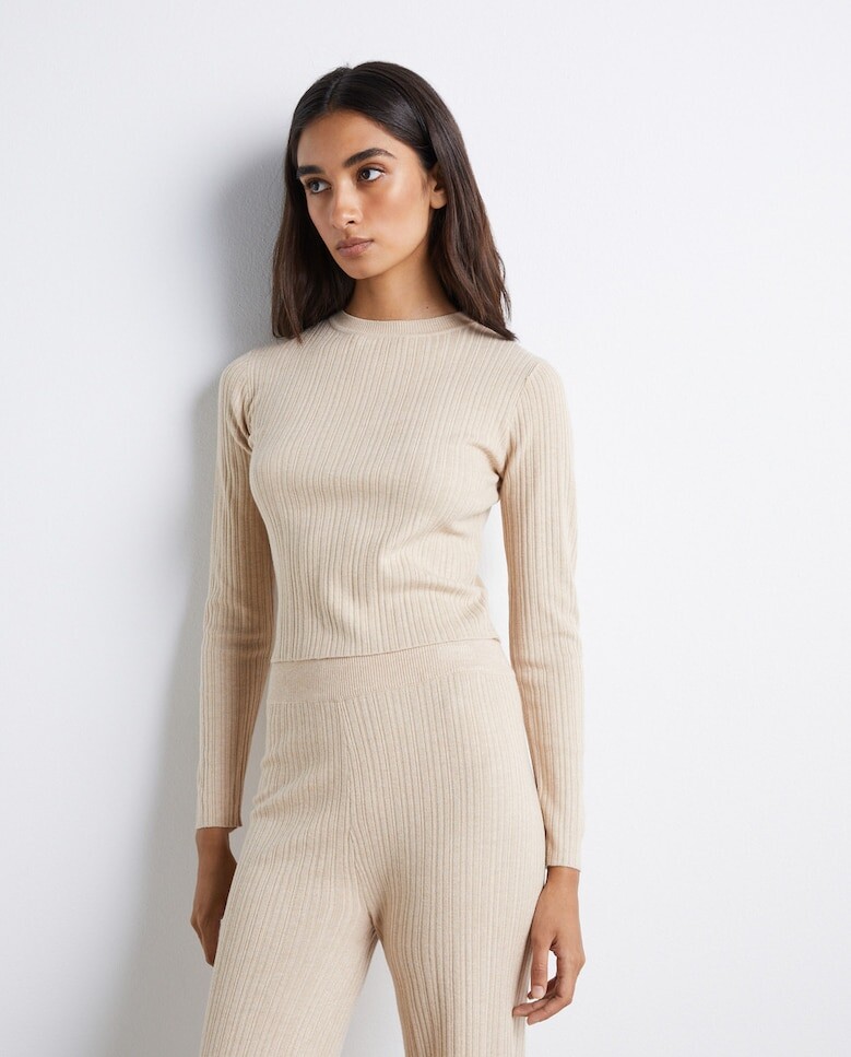 

Женский свитер в рубчик с круглым вырезом Easy Wear, коричневый