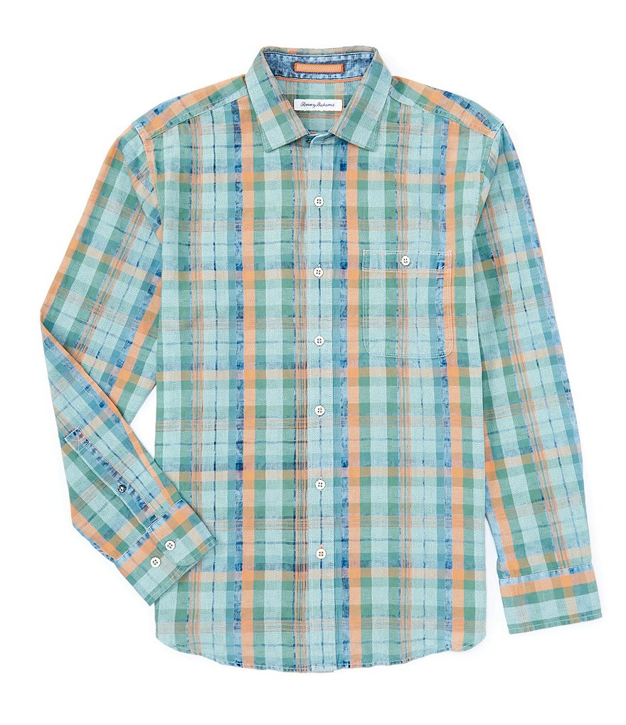 Рубашка Tommy Bahama в клетку цвета индиго в прибрежную клетку с длинными рукавами, мультиколор