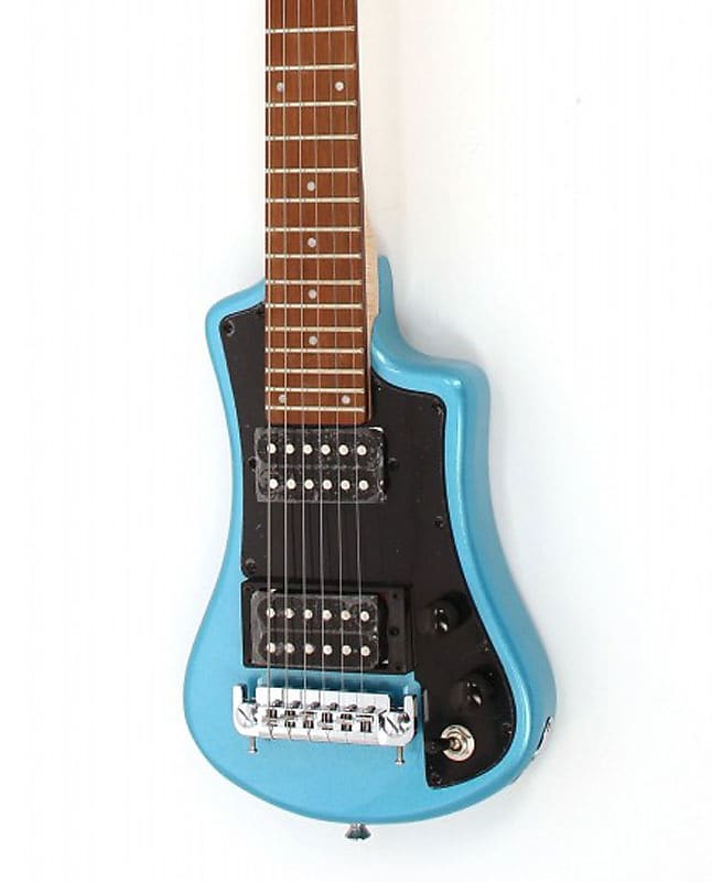 Электрогитара Hofner Shorty Deluxe 2 Humbucker Travel Electric Guitar in Blue with Gig Bag цена и фото