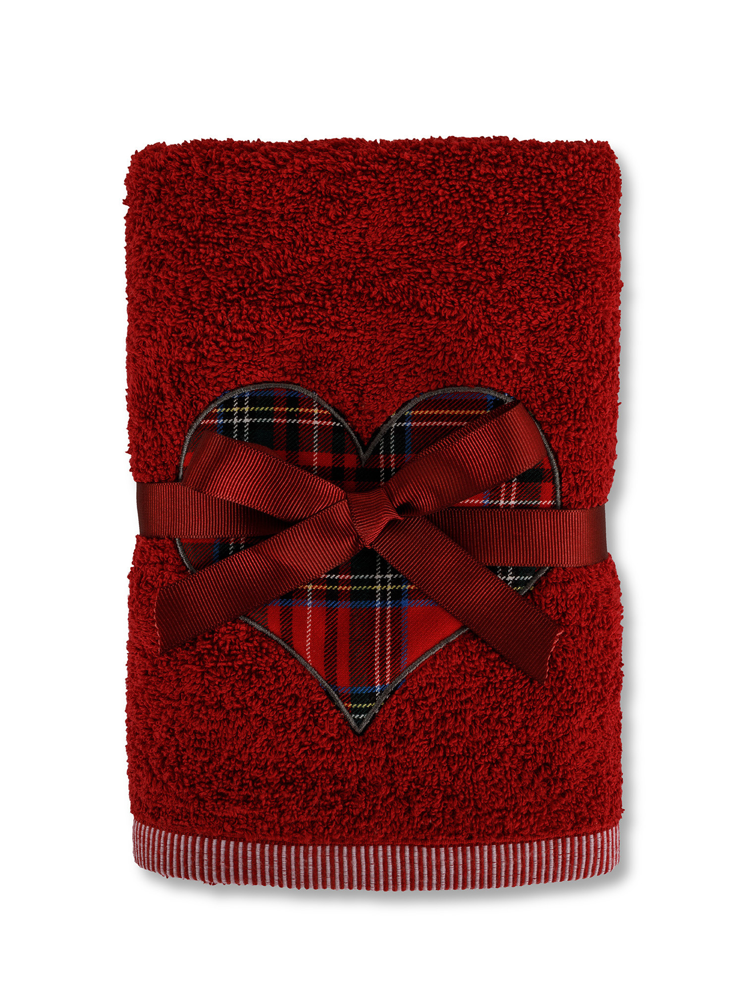 Комплект из 2-х полотенец с вышивкой в ​​виде сердца., красный