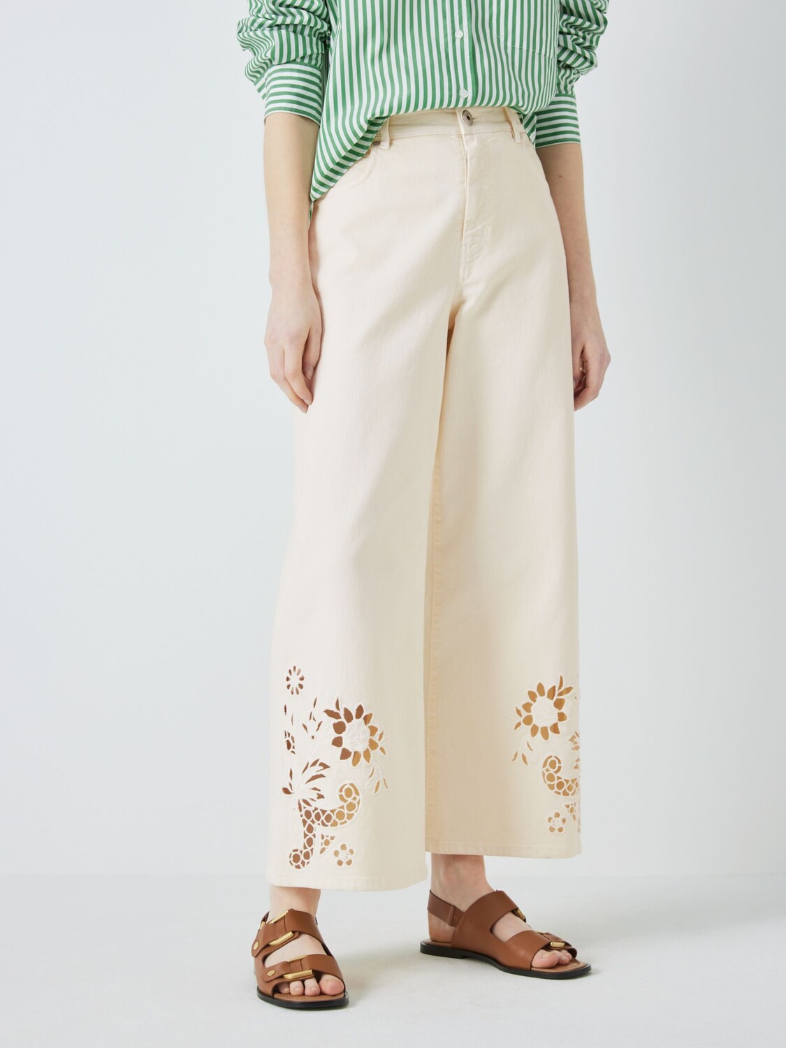 

Джинсы Weekend MaxMara Egizio с вышивкой по краю, натуральный цвет