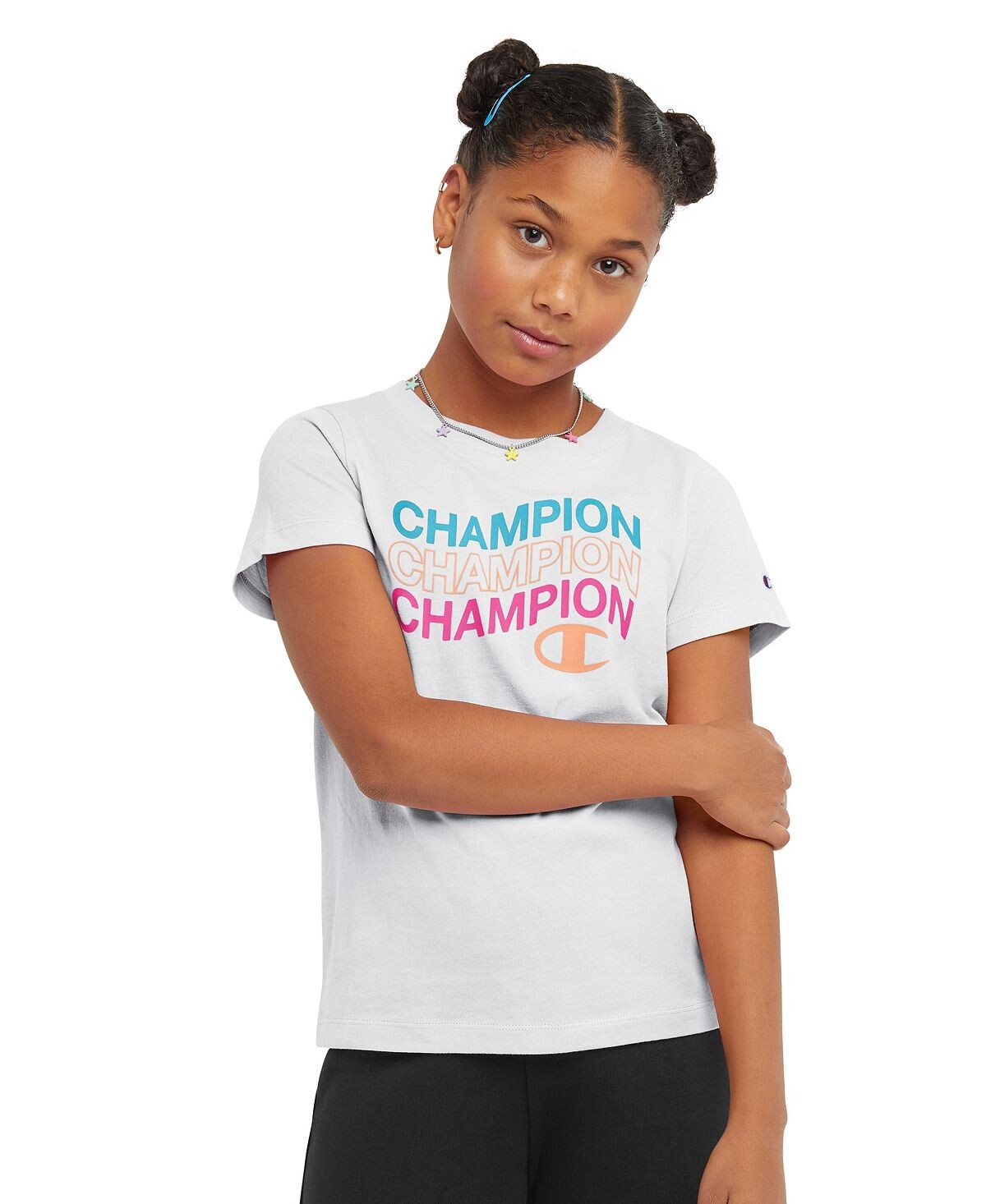 

Футболка с короткими рукавами и рисунком для больших девочек Champion