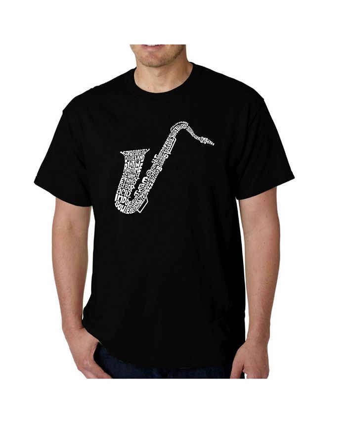 Мужская футболка с рисунком Word Art — саксафон LA Pop Art, черный мужская футболка джаз музыкант jazz саксофон m зеленый