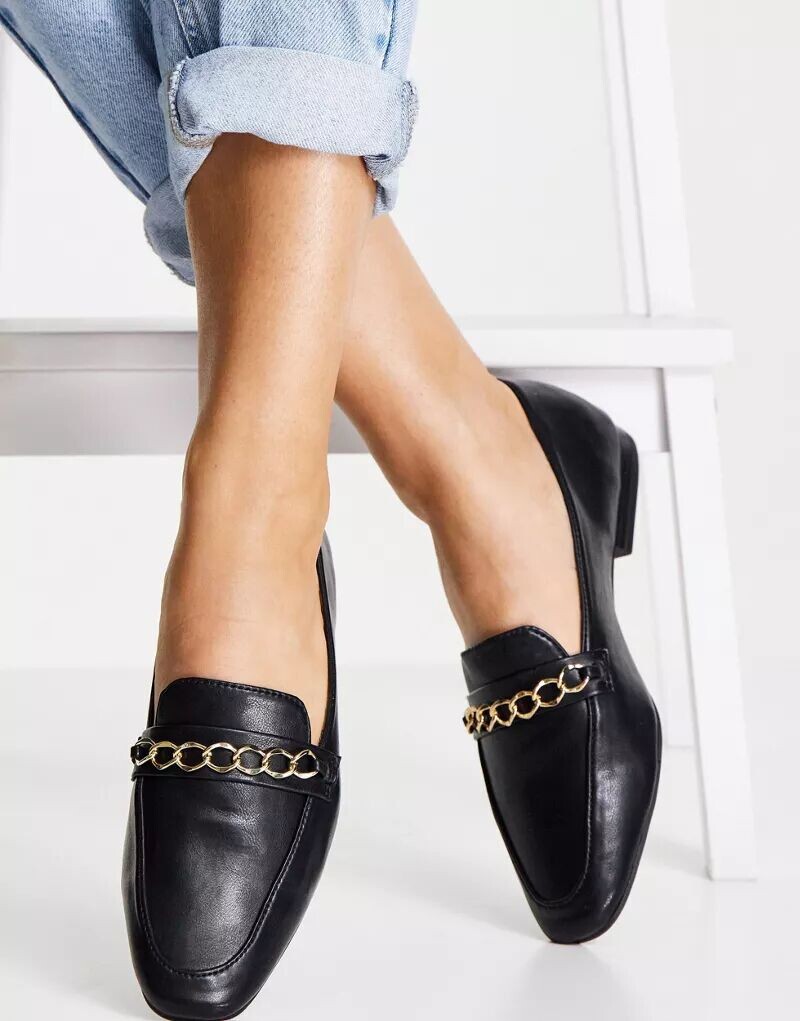 

Черные лоферы с цепочкой ASOS Mingle