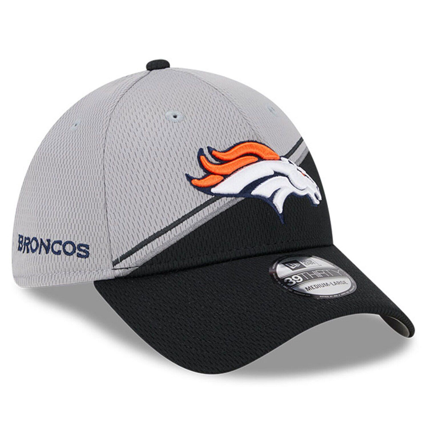 

Мужская кепка New Era серо-черная Denver Broncos 2023 Sideline 39THIRTY Flex Hat
