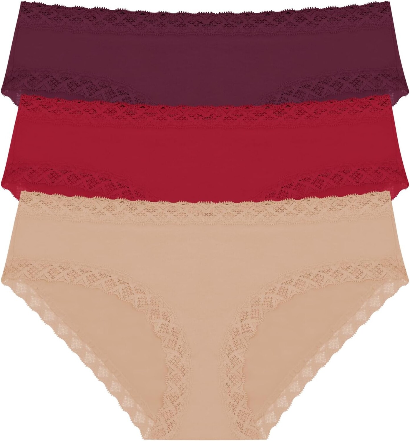 

Комплект трусиков Bliss Girl (3 шт.) Natori, цвет Taro/Pomegranate/Cafe