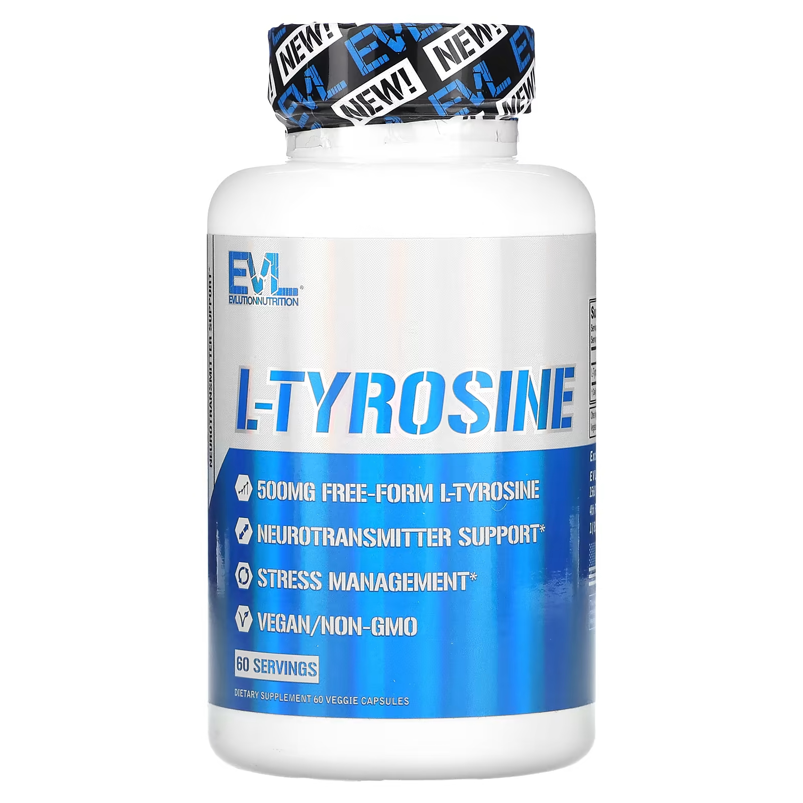 L-тирозин EVLution Nutrition 500 мг, 60 растительных капсул swanson l тирозин 500 мг 60 растительных капсул