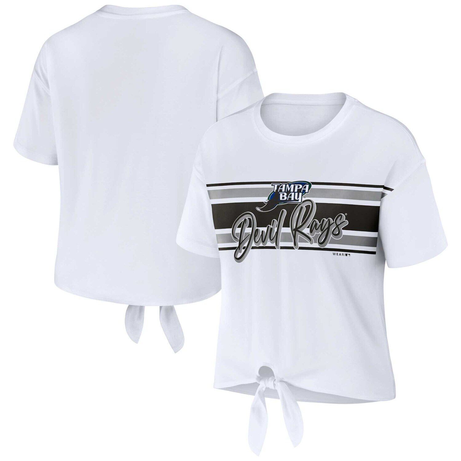 

Женская WEAR by Erin Andrews Белая футболка Tampa Bay Rays с завязкой спереди, Белый