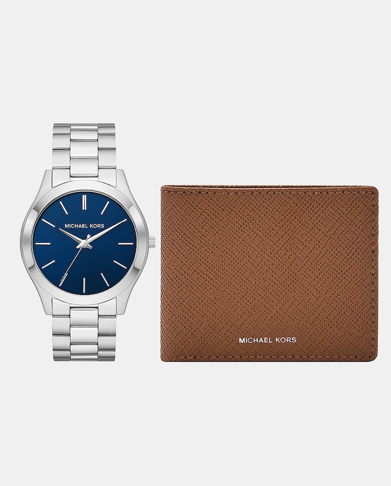 

Комплект стальных мужских часов Slim Runway MK1060SET с бумажником Michael Kors, синий