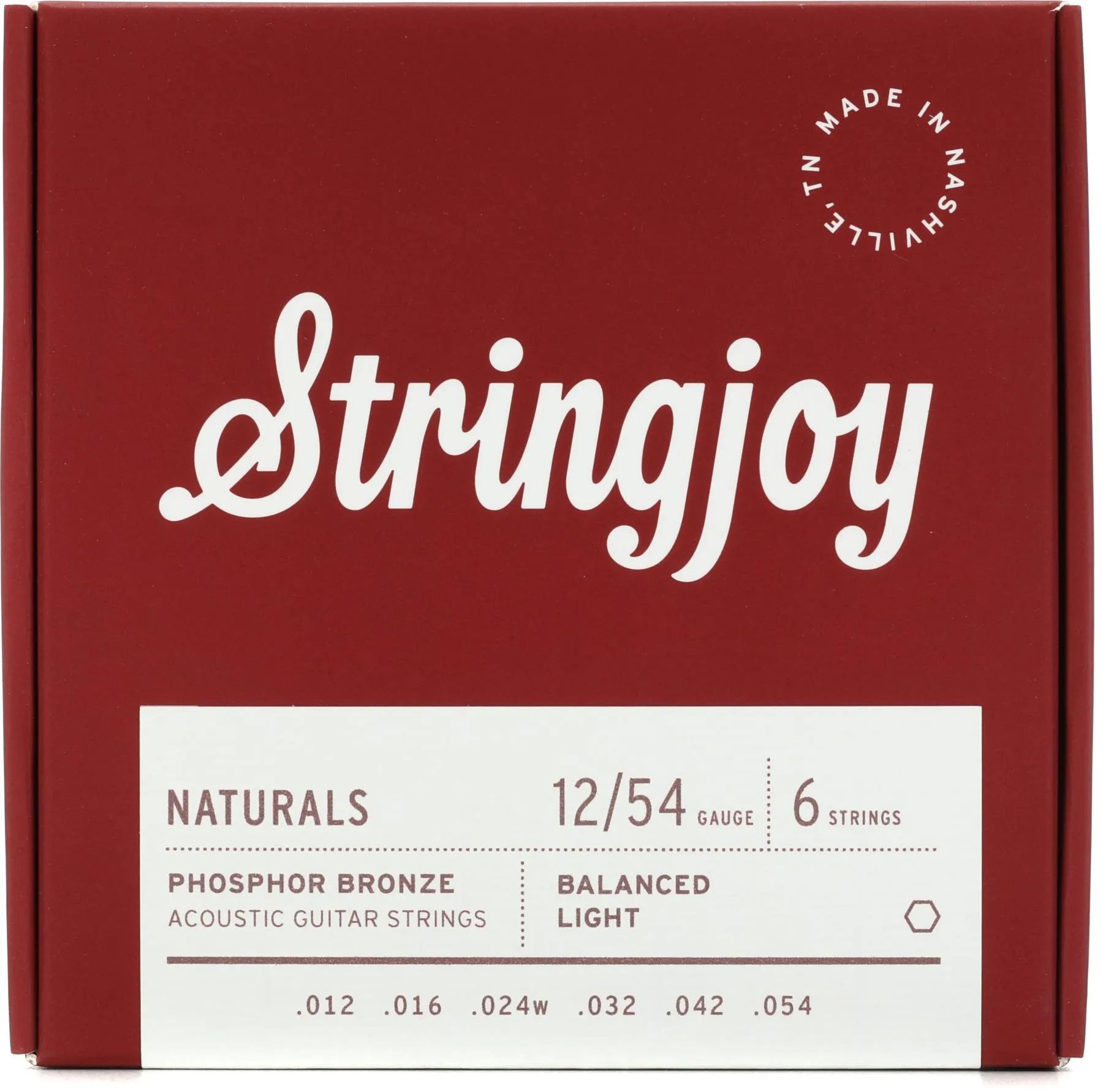 

Струны Stringjoy Naturals для акустической гитары из фосфористой бронзы — легкий калибр (.012–.054)