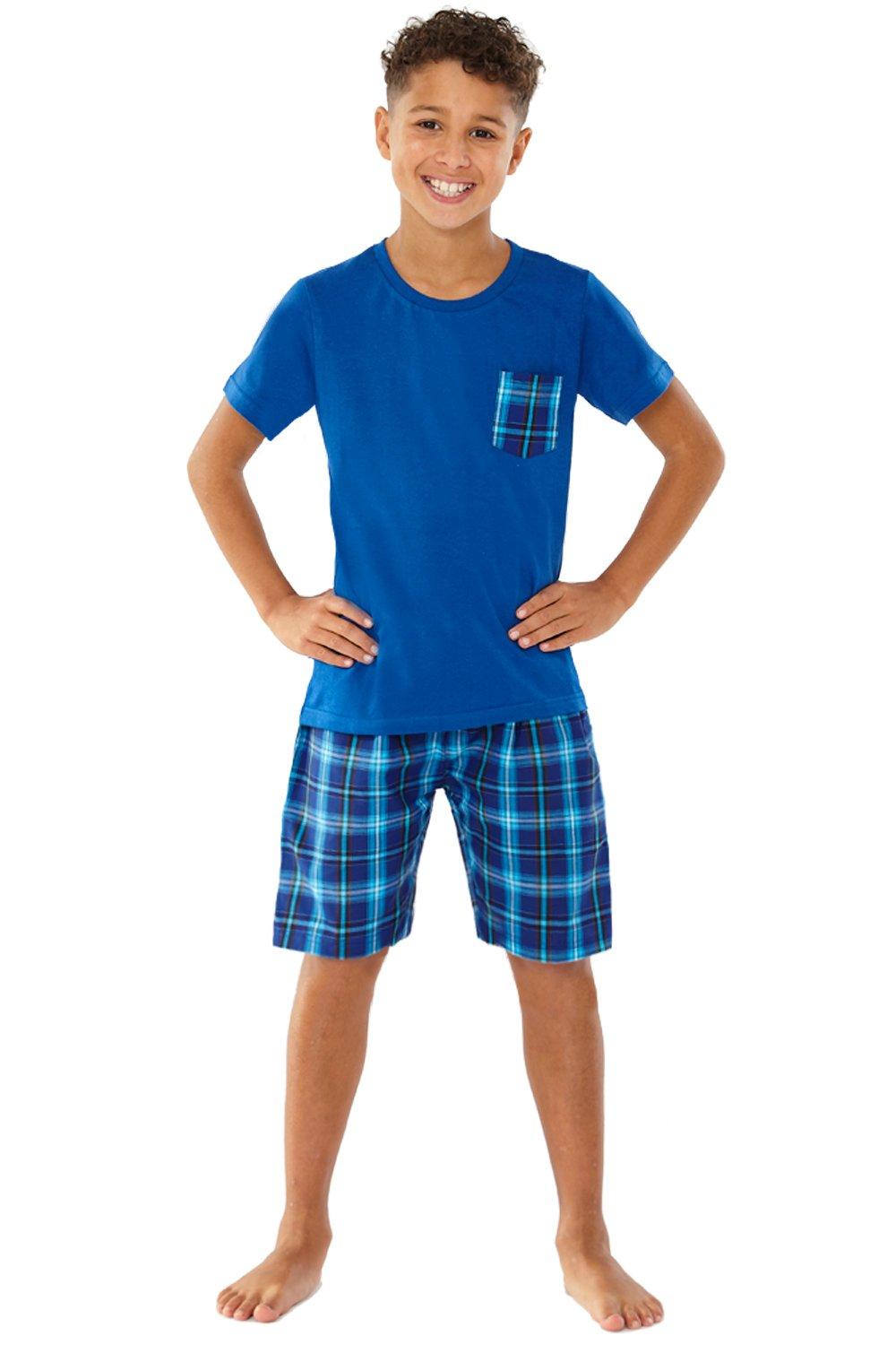 цена Пижамный комплект в короткую клетку для мальчика Bedlam, синий