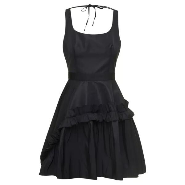 

Платье mini dress with oversize ruche in polyfaille Alexander Mcqueen, черный