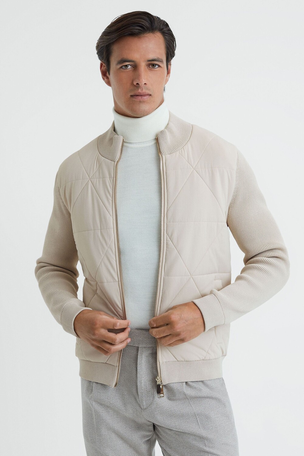 

Стеганая куртка Amos Hybrid на молнии Reiss, серый