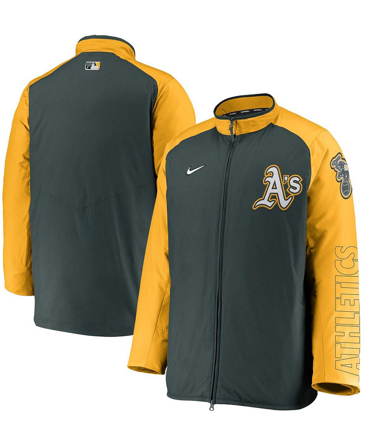 

Мужская зеленая куртка с молнией во всю длину Oakland Athletics Authentic Collection Dugout Nike