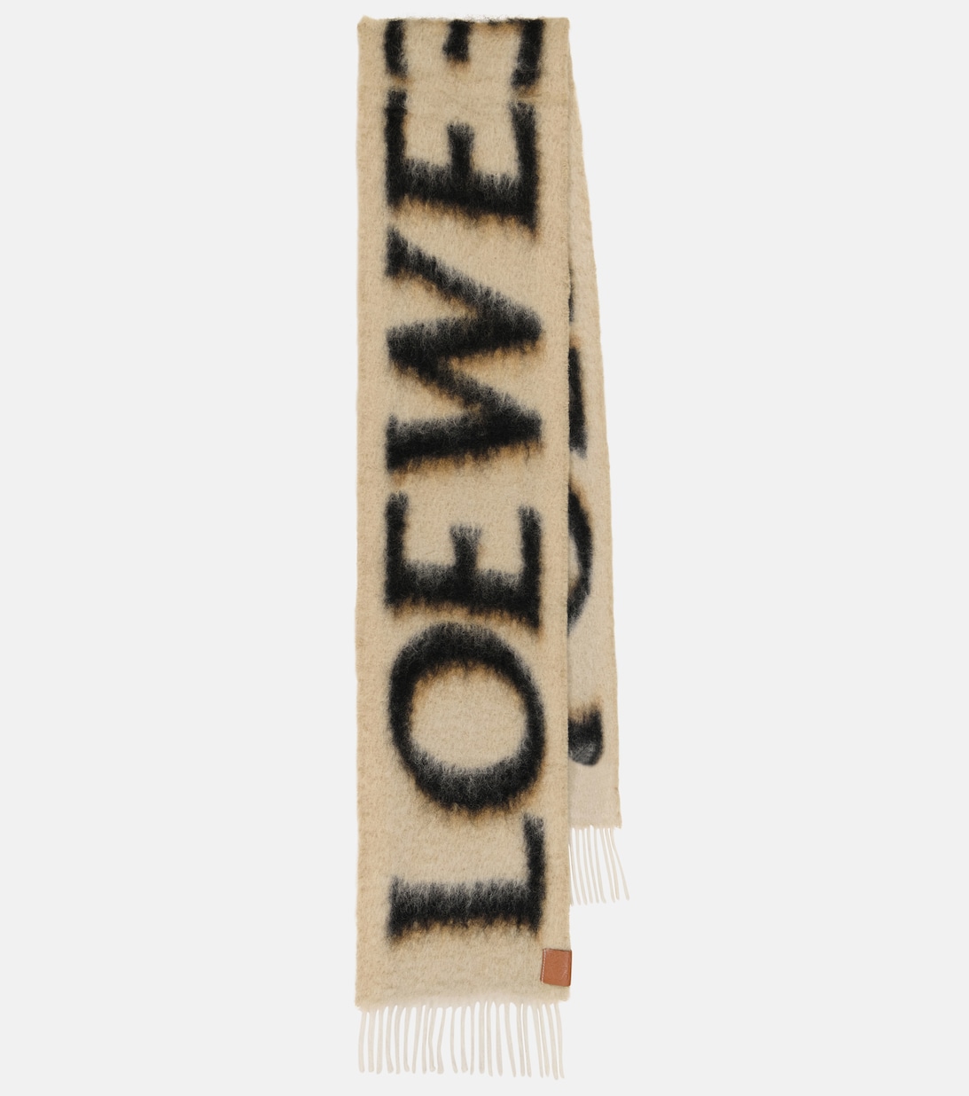 Жаккардовый шарф с логотипом из смесовой шерсти Loewe, бежевый шарф loewe из смесовой шерсти с принтом цвет белый зеленый