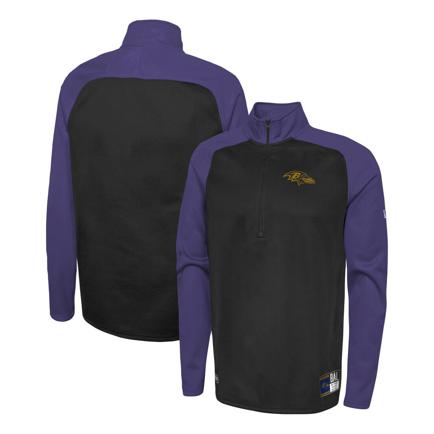 

Мужская черная куртка Baltimore Ravens Joint Authentic O-Line с полумолнией на молнии реглан New Era, Черный