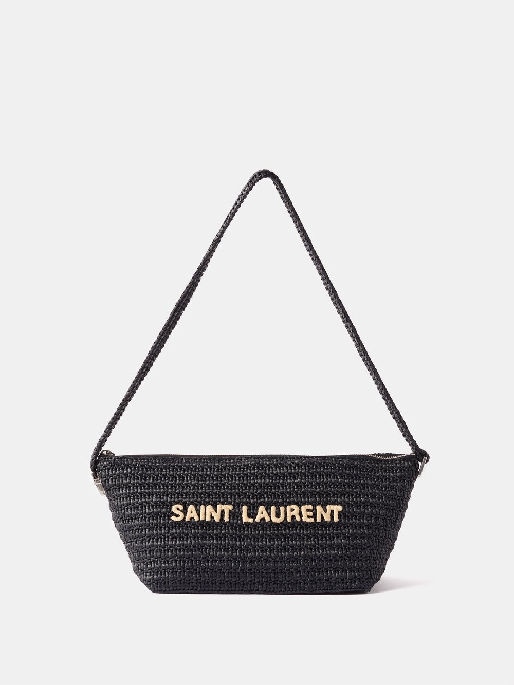

Сумка на плечо из рафии с логотипом Saint Laurent, черный