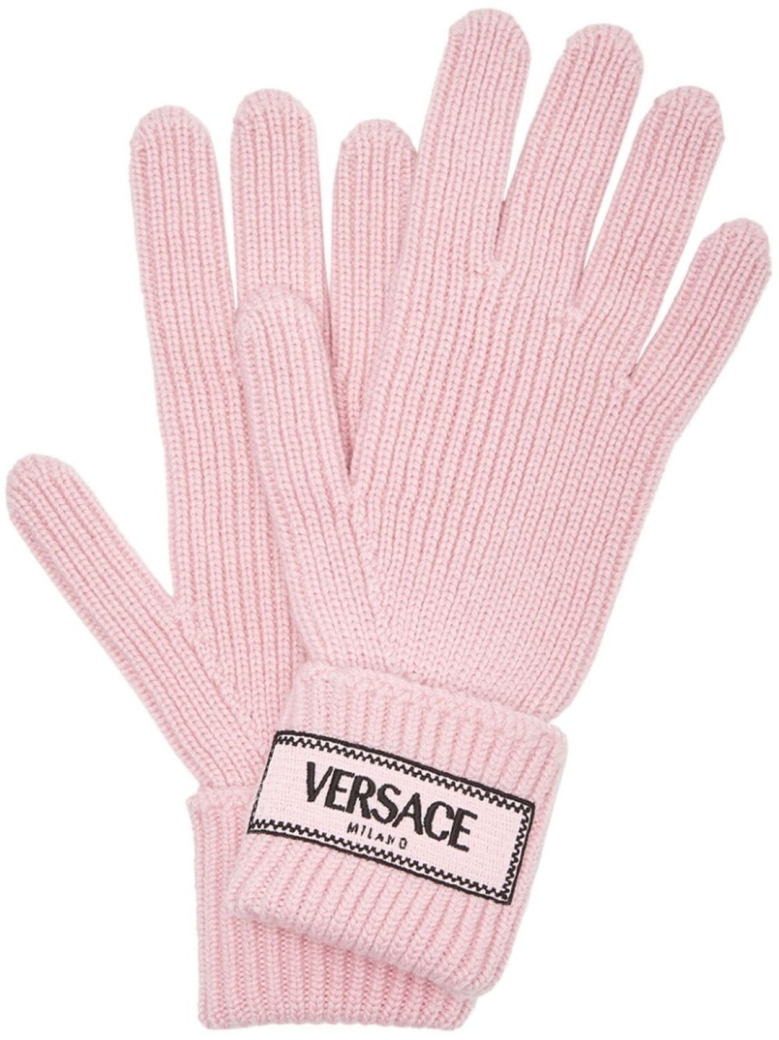 

Versace шерстяные перчатки с логотипом, розовый