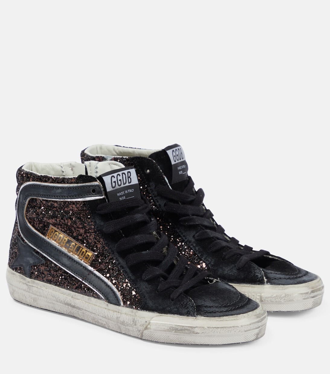 

Кроссовки Slide с блестками Golden Goose, коричневый