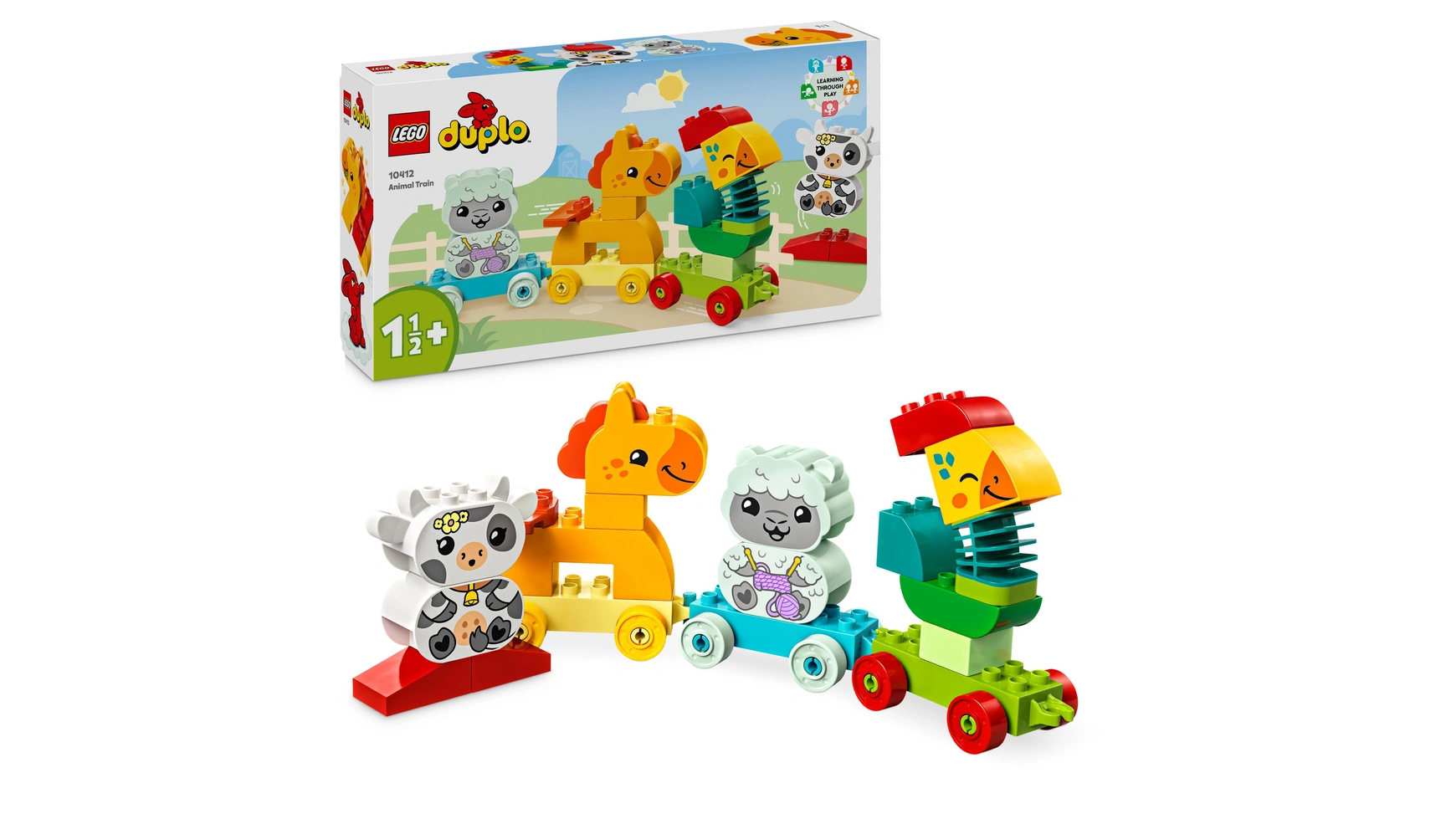 Lego DUPLO Поезд с животными, игрушечный поезд на колесах для малышей конструктор lego duplo 10955 поезд для животных